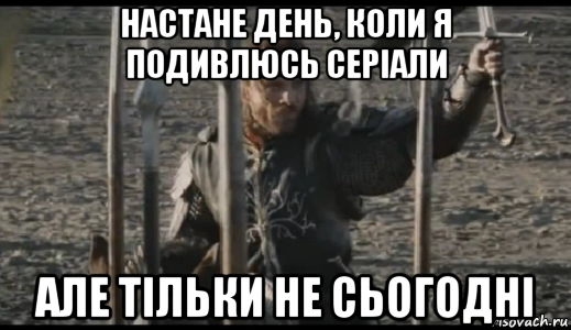 настане день, коли я подивлюсь серіали але тільки не сьогодні, Мем  Арагорн (Но только не сегодня)