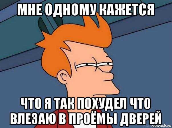 мне одному кажется что я так похудел что влезаю в проёмы дверей, Мем  Фрай (мне кажется или)