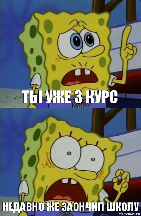 Ты уже 3 курс Недавно же заончил школу, Комикс    Губка Боб в шоке