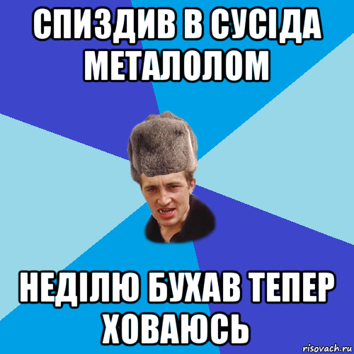 спиздив в сусіда металолом неділю бухав тепер ховаюсь, Мем Празднчний паца