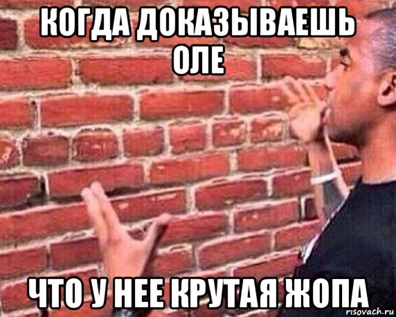 когда доказываешь оле что у нее крутая жопа, Мем разговор со стеной