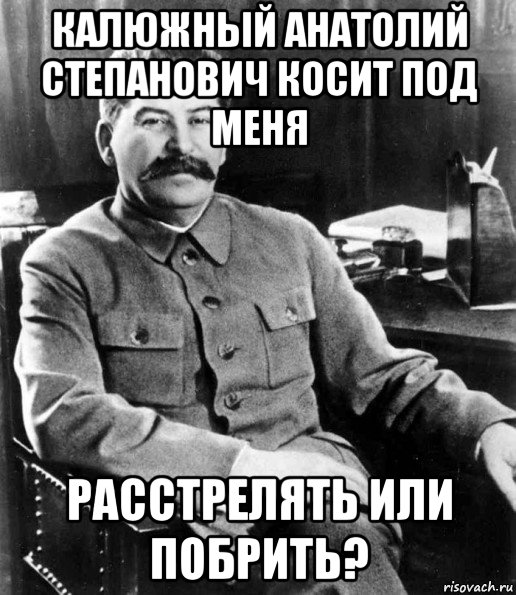 калюжный анатолий степанович косит под меня расстрелять или побрить?, Мем  иосиф сталин