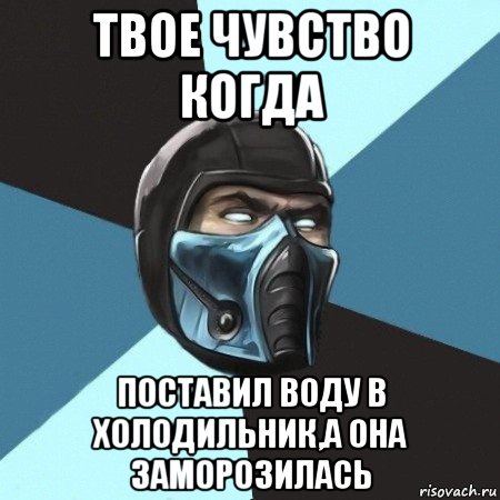 твое чувство когда поставил воду в холодильник,а она заморозилась, Мем Саб-Зиро