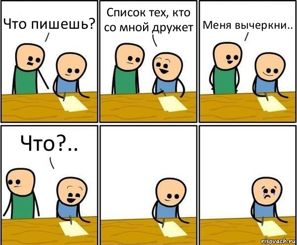 Что пишешь? Список тех, кто со мной дружет Меня вычеркни.. Что?.., Комикс Вычеркни меня