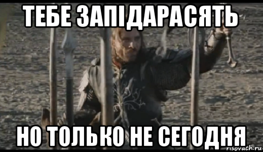 тебе запідарасять но только не сегодня, Мем  Арагорн (Но только не сегодня)