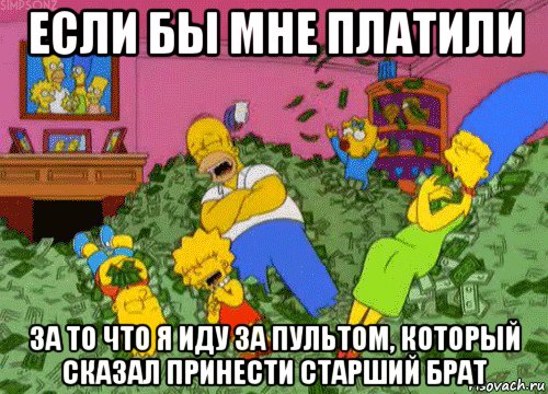 если бы мне платили за то что я иду за пультом, который сказал принести старший брат, Мем  Если бы мне платили за что-то