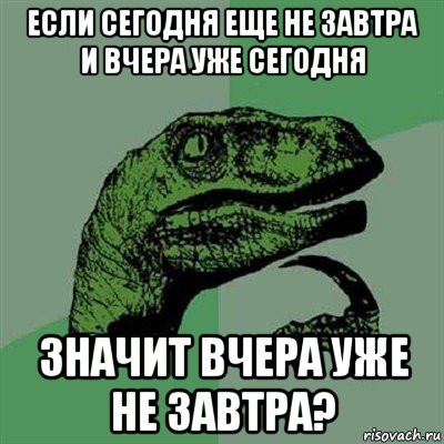 Известно завтра. Вчера и завтра. Завтра уже не наступит. Завтра еще не наступило. Завтра наступило вчера.