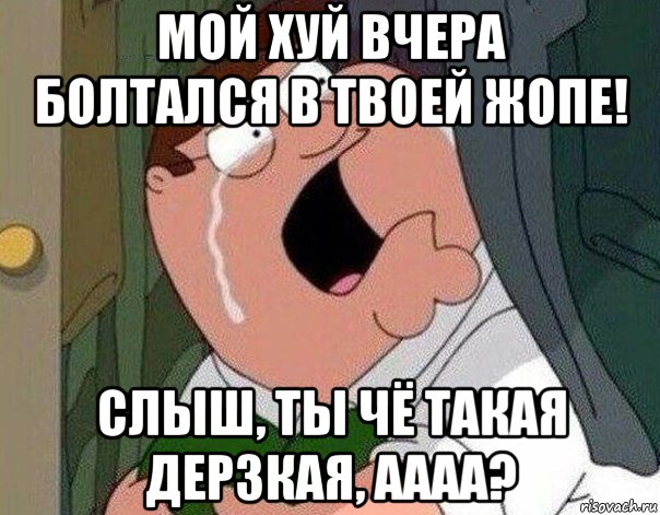 мой хуй вчера болтался в твоей жопе! слыш, ты чё такая дерзкая, аааа?, Мем Гриффин плачет