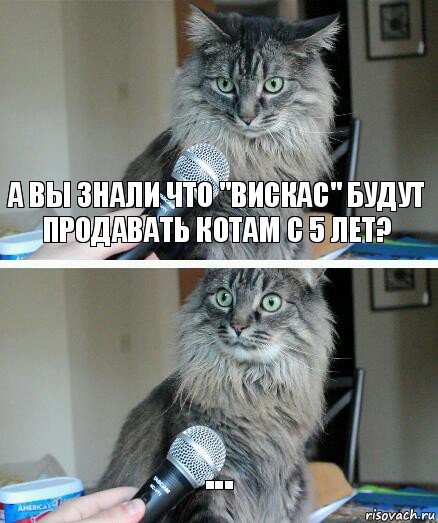 А вы знали что "Вискас" будут продавать котам с 5 лет? ..., Комикс  кот с микрофоном