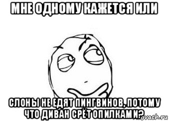 мне одному кажется или слоны не едят пингвинов, потому что диван срёт опилками?, Мем Мне кажется или