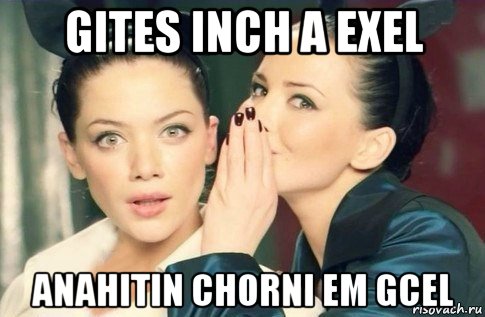 gites inch a exel anahitin chorni em gcel