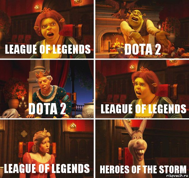 league of legends DOTA 2 DOTA 2 league of legends league of legends Heroes of the Storm, Комикс  Шрек Фиона Гарольд Осел