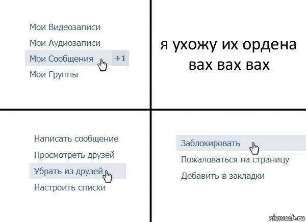 я ухожу их ордена вах вах вах, Комикс  Удалить из друзей