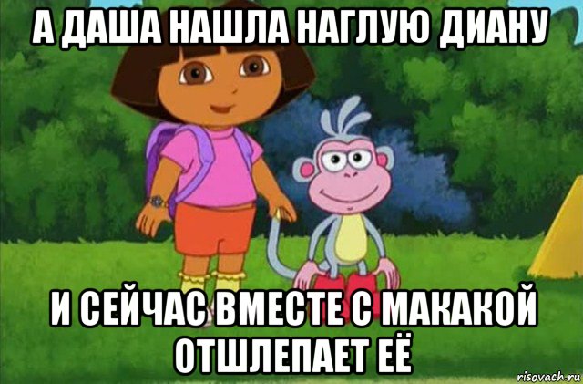 а даша нашла наглую диану и сейчас вместе с макакой отшлепает её, Мем Даша-следопыт