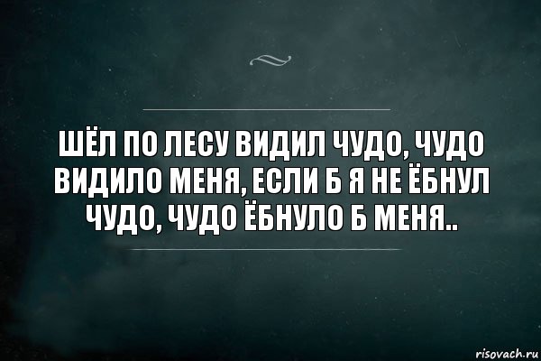 Шёл по лесу видил чудо, чудо видило меня, если б я не ёбнул чудо, чудо ёбнуло б меня.., Комикс Игра Слов