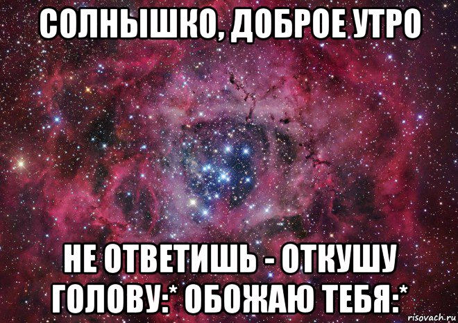 солнышко, доброе утро не ответишь - откушу голову:* обожаю тебя:*, Мем Ты просто космос