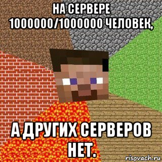 на сервере 1000000/1000000 человек, а других серверов нет., Мем Миникрафтер