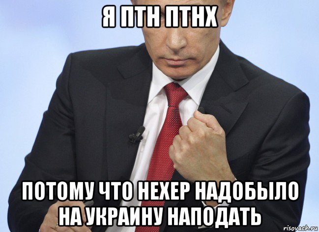 я птн птнх потому что нехер надобыло на украину наподать, Мем Путин показывает кулак