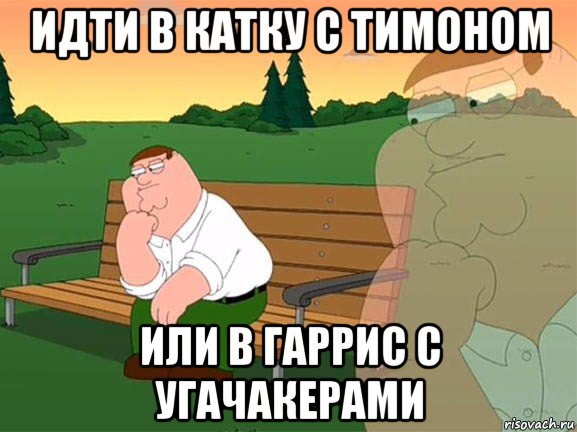 идти в катку с тимоном или в гаррис с угачакерами, Мем Задумчивый Гриффин