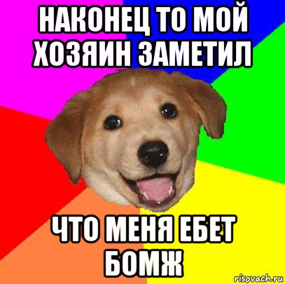 наконец то мой хозяин заметил что меня ебет бомж, Мем Advice Dog