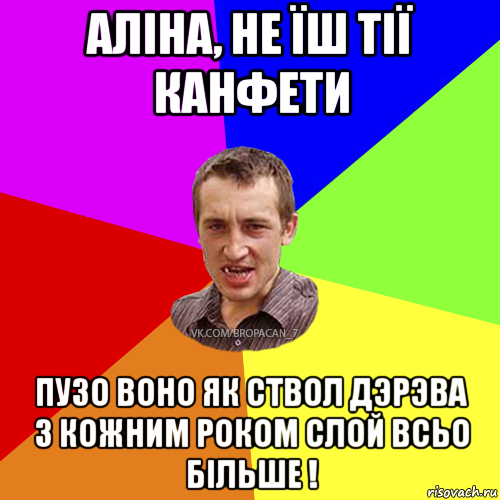 алiна, не їш тiї канфети пузо воно як ствол дэрэва з кожним роком слой всьо бiльше !, Мем Чоткий паца 7