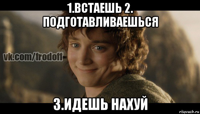 1.встаешь 2. подготавливаешься 3.идешь нахуй, Мем  Фродо