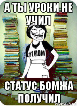 а ты уроки не учил статус бомжа получил, Мем Мама