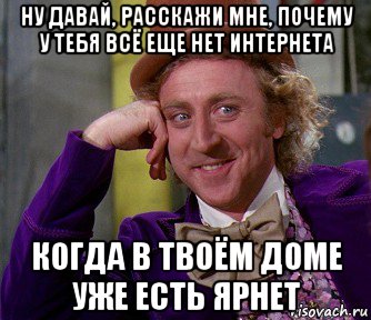 ну давай, расскажи мне, почему у тебя всё еще нет интернета когда в твоём доме уже есть ярнет, Мем мое лицо