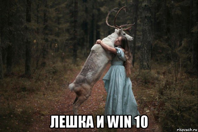  лешка и win 10, Мем Наивный Олень шаблон 5