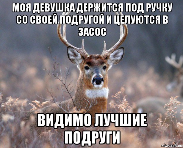 моя девушка держится под ручку со своей подругой и целуются в засос видимо лучшие подруги