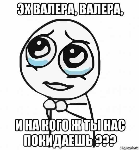 эх валера, валера, и на кого ж ты нас покидаешь ???, Мем  ну пожалуйста (please)