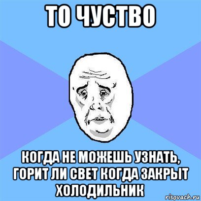 то чуство когда не можешь узнать, горит ли свет когда закрыт холодильник, Мем Okay face