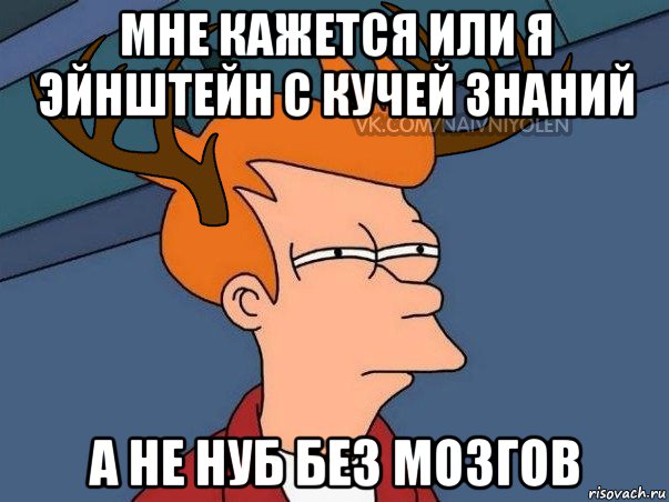 мне кажется или я эйнштейн с кучей знаний а не нуб без мозгов, Мем  Подозрительный олень