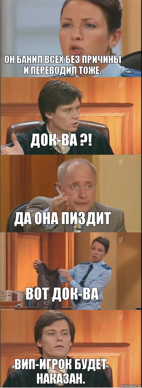 Он банил всех без причины и переводил тоже. Док-ва ?! ДА ОНА ПИЗДИТ Вот док-ва Вип-Игрок будет наказан., Комикс Суд