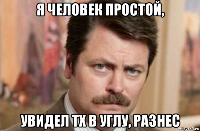 я человек простой, увидел тх в углу, разнес, Мем  Я человек простой