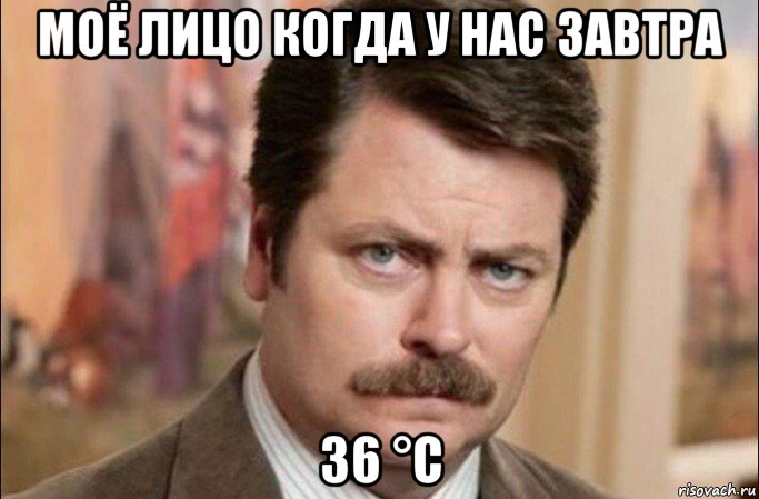 моё лицо когда у нас завтра 36 °c, Мем  Я человек простой