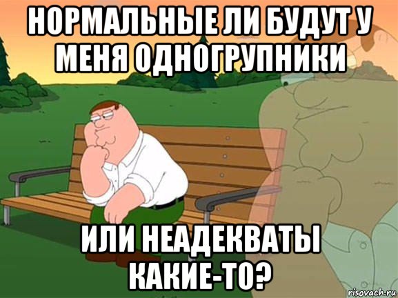 нормальные ли будут у меня одногрупники или неадекваты какие-то?, Мем Задумчивый Гриффин