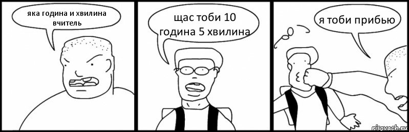 яка година и хвилина вчитель щас тоби 10 година 5 хвилина я тоби прибью, Комикс Быдло и школьник