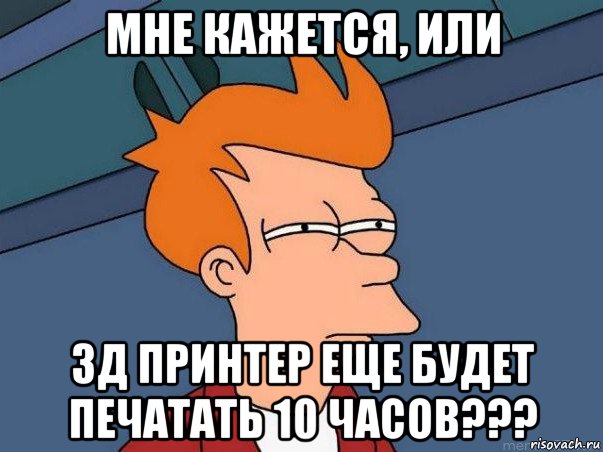 мне кажется, или 3д принтер еще будет печатать 10 часов???, Мем  Фрай (мне кажется или)