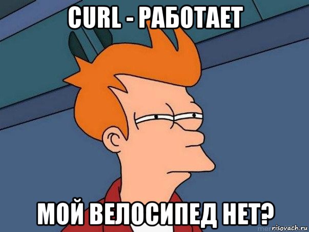 curl - работает мой велосипед нет?, Мем  Фрай (мне кажется или)