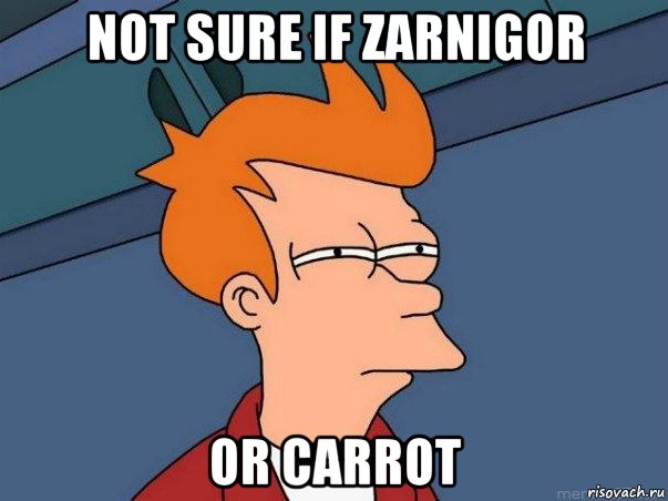 not sure if zarnigor or carrot, Мем  Фрай (мне кажется или)