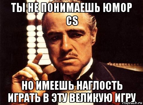 ты не понимаешь юмор cs но имеешь наглость играть в эту великую игру, Мем крестный отец