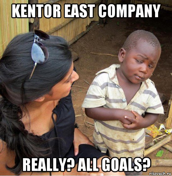 kentor east company really? all goals?, Мем    Недоверчивый негритенок