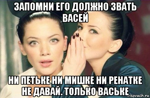 запомни его должно звать васей ни петьке ни мишке ни ренатке не давай. только ваське, Мем  Он