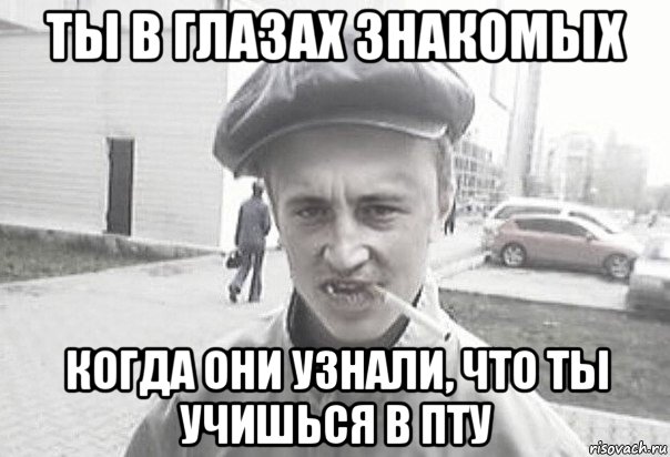 ты в глазах знакомых когда они узнали, что ты учишься в пту, Мем Пацанська философия