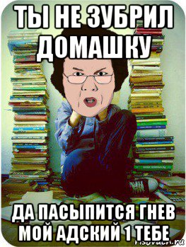 ты не зубрил домашку да пасыпится гнев мой адский 1 тебе, Мем Вчитель