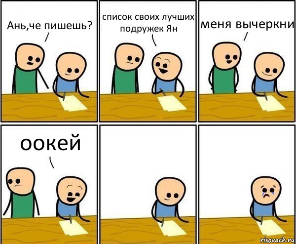 Ань,че пишешь? список своих лучших подружек Ян меня вычеркни оокей, Комикс Вычеркни меня