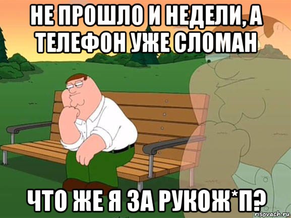 не прошло и недели, а телефон уже сломан что же я за рукож*п?, Мем Задумчивый Гриффин