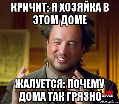 кричит: я хозяйка в этом доме жалуется: почему дома так грязно, Мем Женщины (aliens)