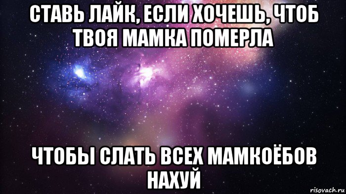 ставь лайк, если хочешь, чтоб твоя мамка померла чтобы слать всех мамкоёбов нахуй, Мем  быть Лерой